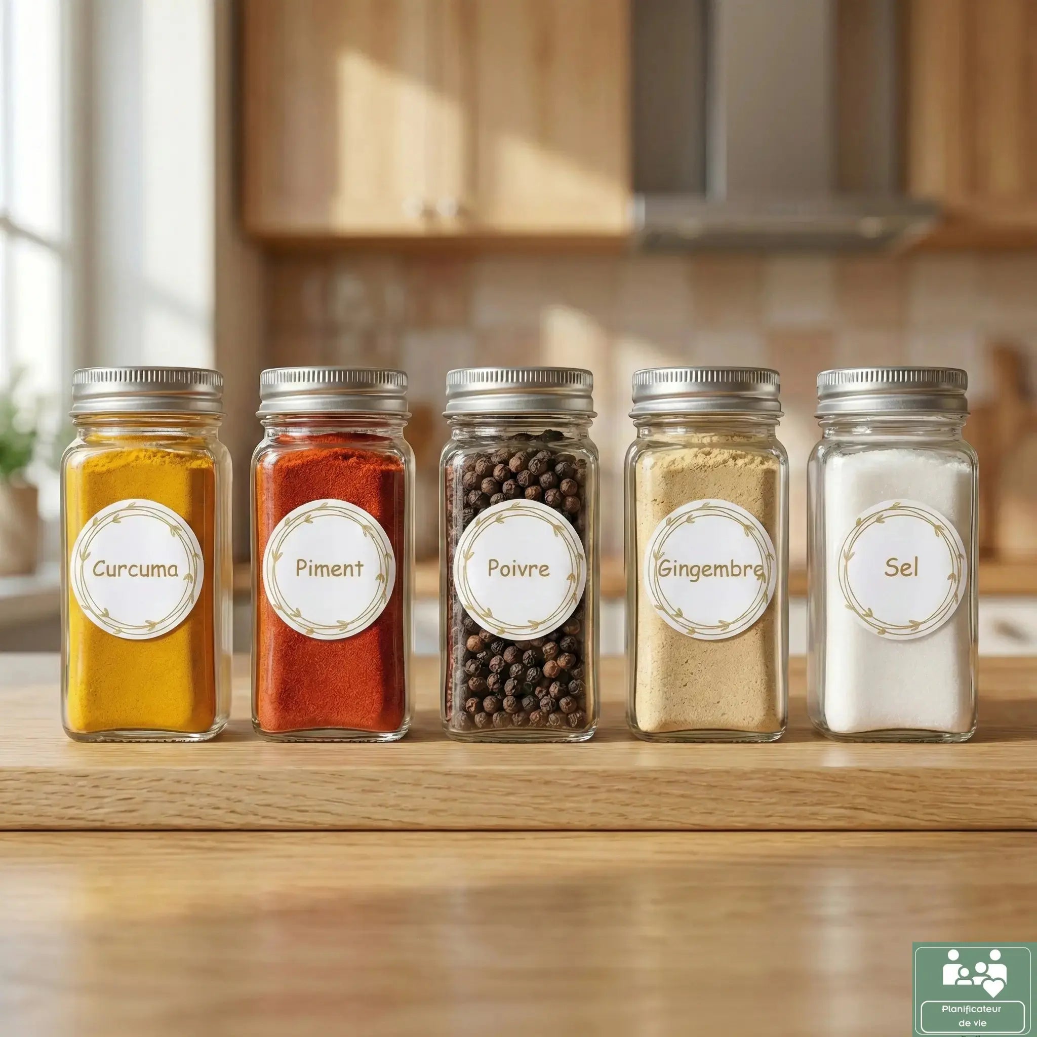 Pack de 60 Étiquettes à Épices Blanc & Or Premium – Minimalistes, Waterproof et Résistantes au Lave-Vaisselle