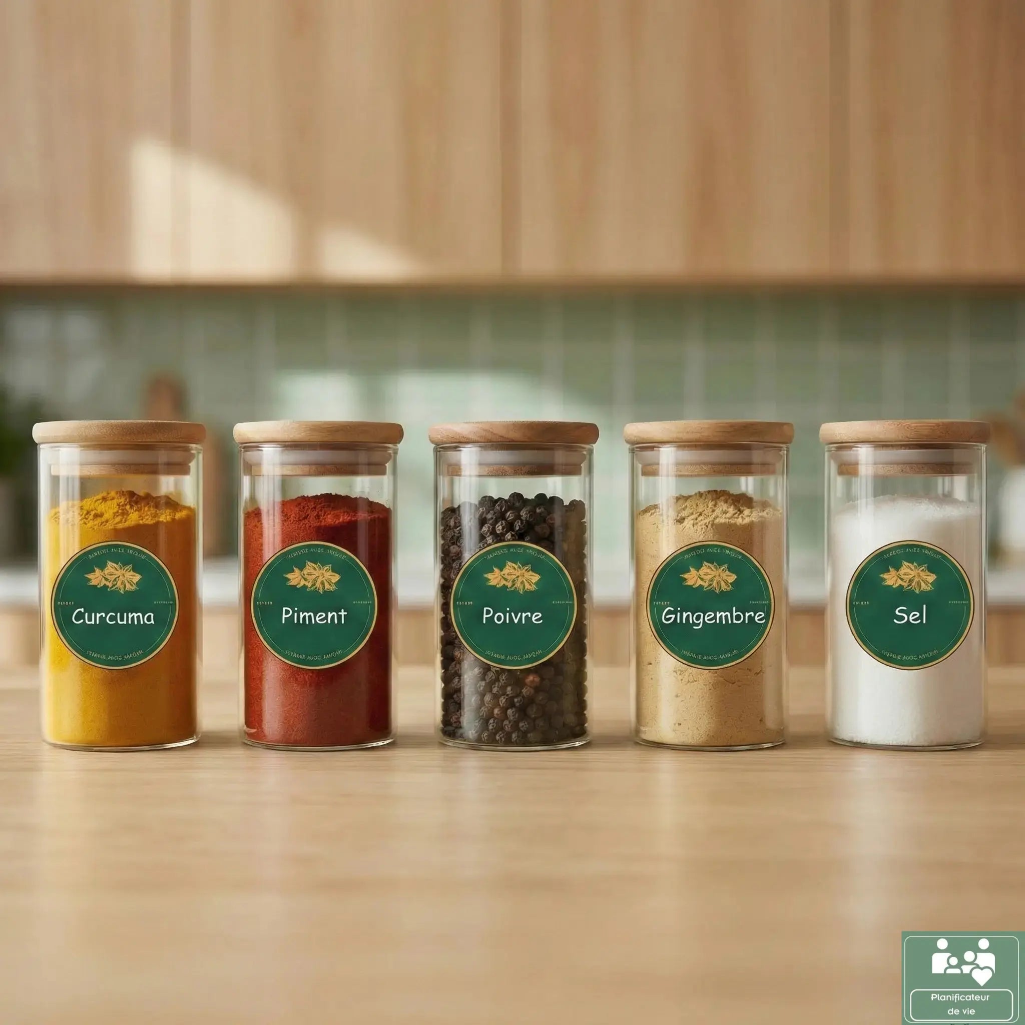 Pack de 60 Étiquettes à Épices vert Mat – Waterproof & Résistantes au Lave-Vaisselle –