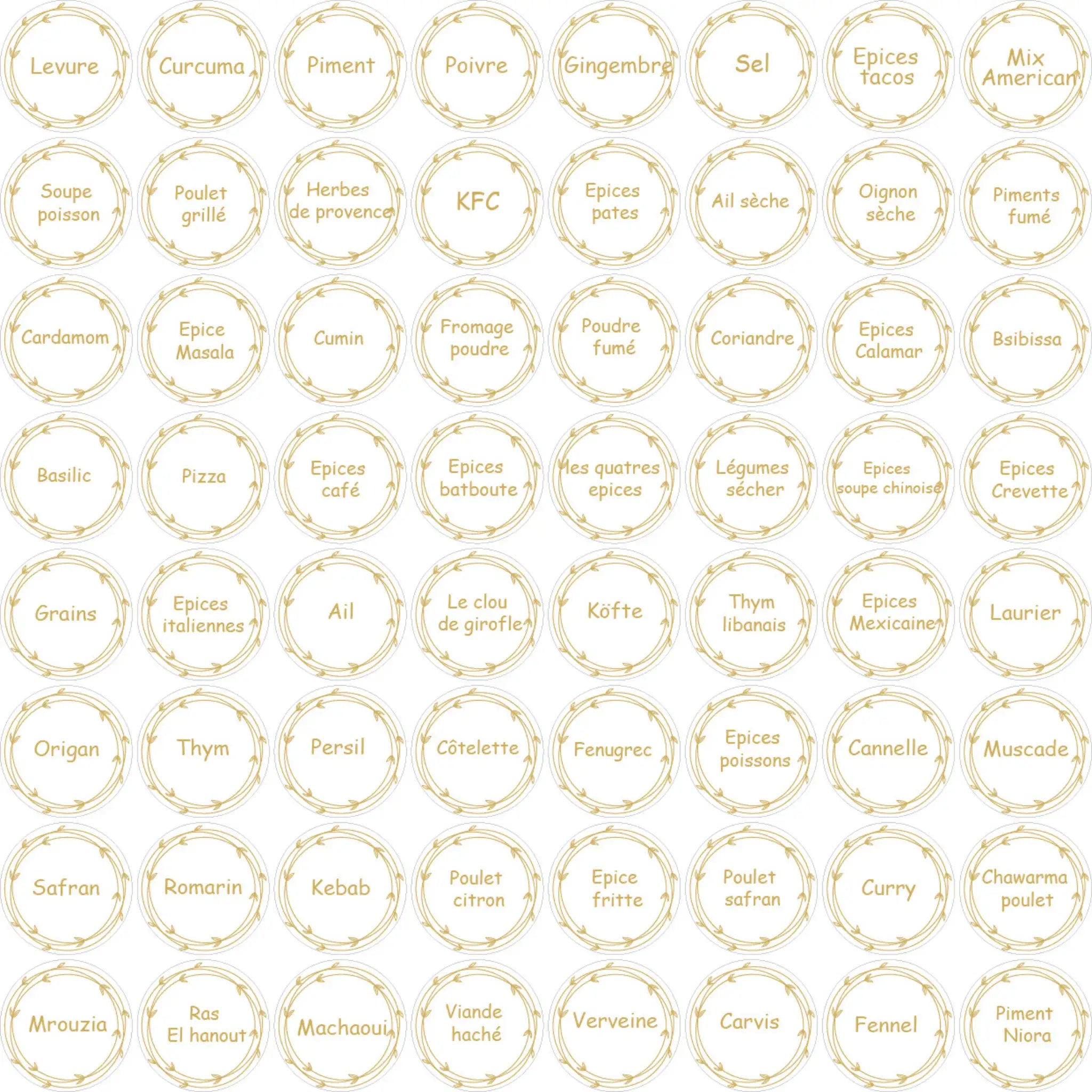 Pack de 60 Étiquettes à Épices Blanc & Or Premium – Minimalistes, Waterproof et Résistantes au Lave-Vaisselle