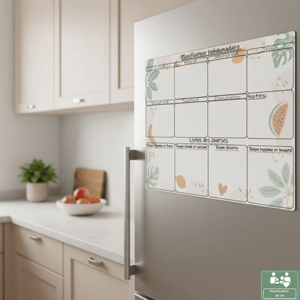 Planificateur Hebdomadaire Effaçable avec Liste des Courses | 28 × 36 cm