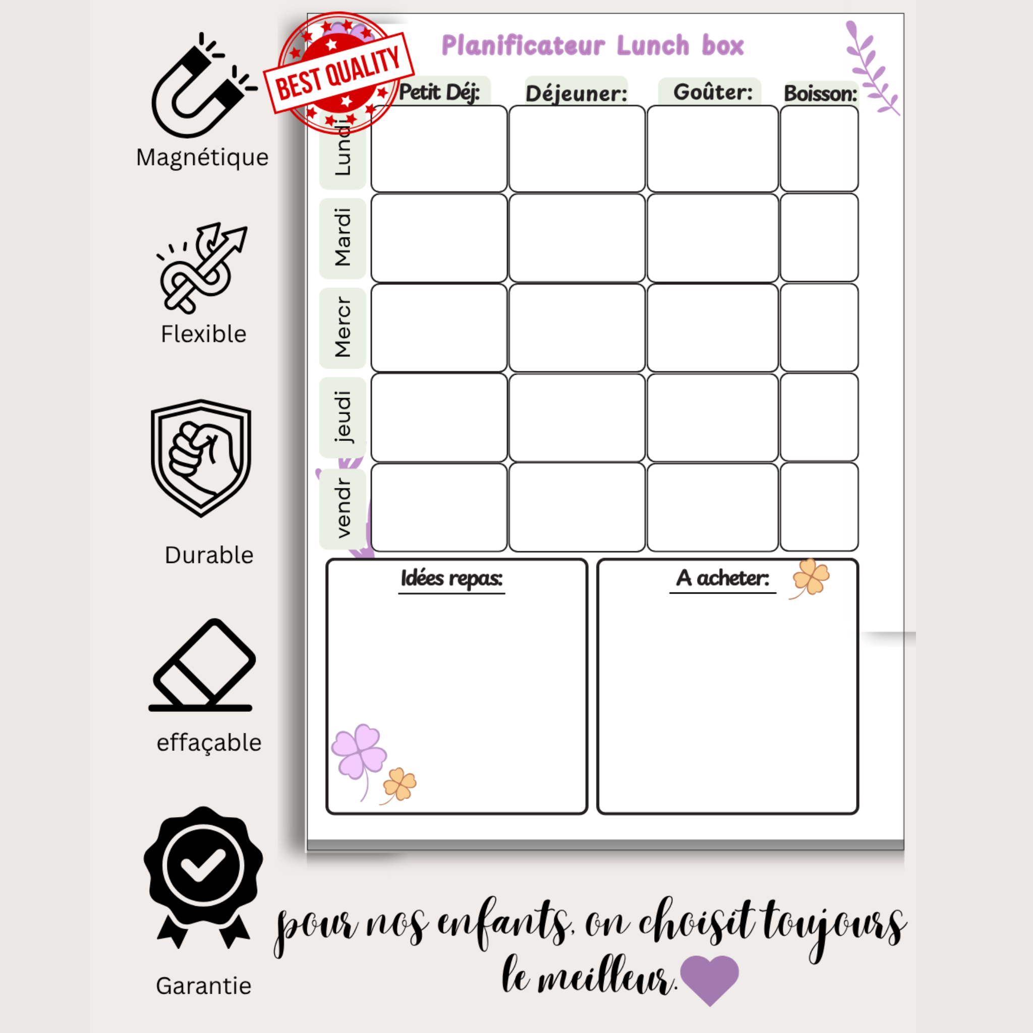 Planificateur Lunch Box magnétique|21 × 30 cm