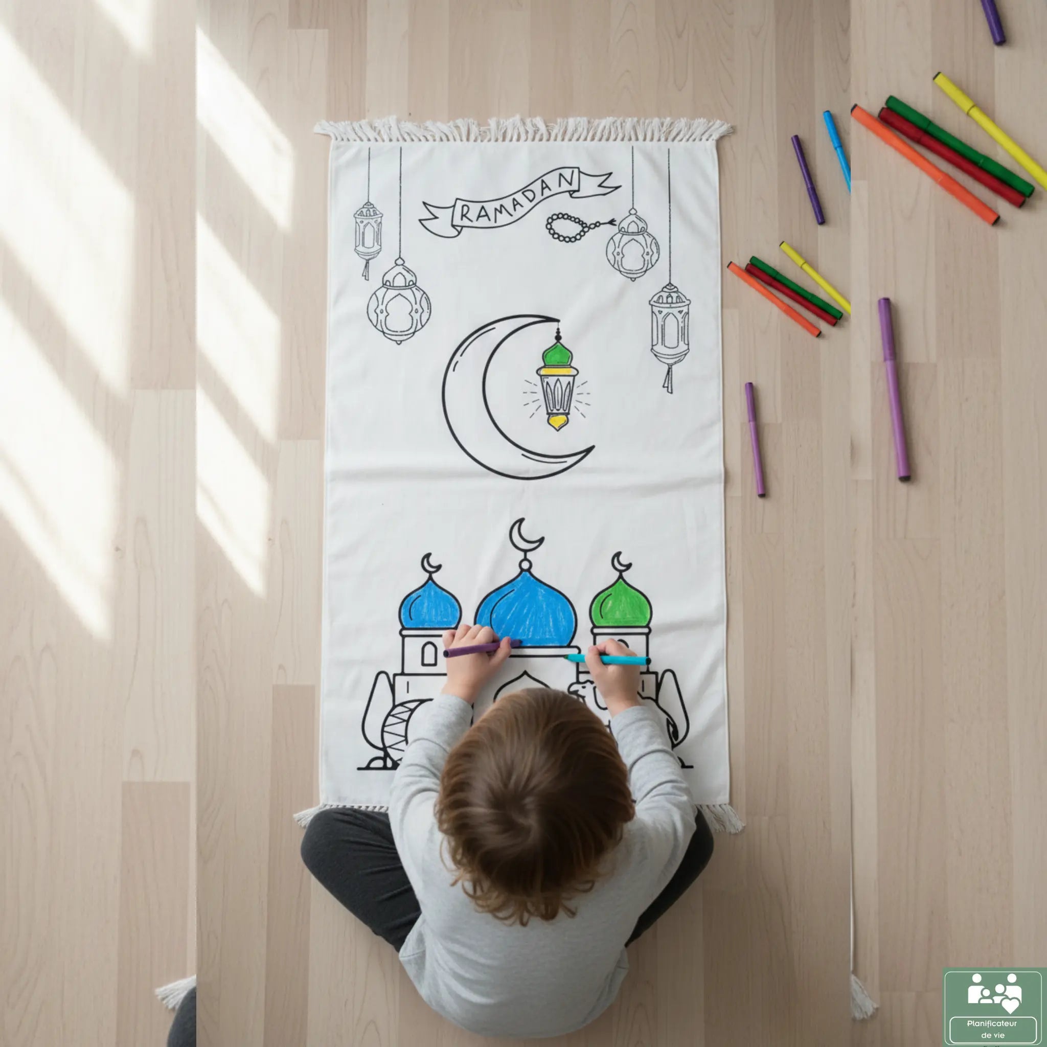 Tapis de Prière à Colorier avec feutres 80 x 50 cm